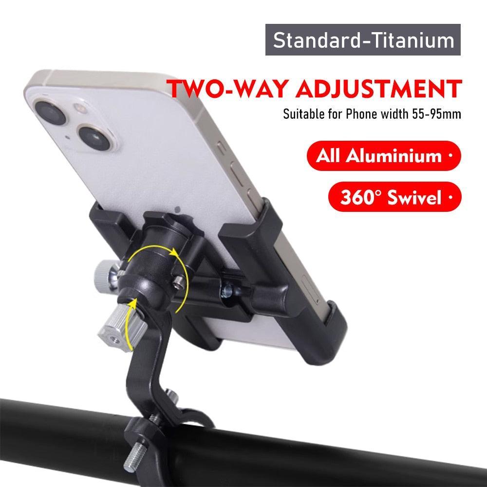 ThinkRider MTB Phone Mount - Full Aluminum Alloy CNC Construction - 360° Rotatable &amp; 180° Tilt - Mechanical Anti-Shake Locking for MTB, Road Bike &amp; Motorcycle