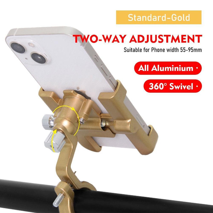 ThinkRider MTB Phone Mount - Full Aluminum Alloy CNC Construction - 360° Rotatable &amp; 180° Tilt - Mechanical Anti-Shake Locking for MTB, Road Bike &amp; Motorcycle