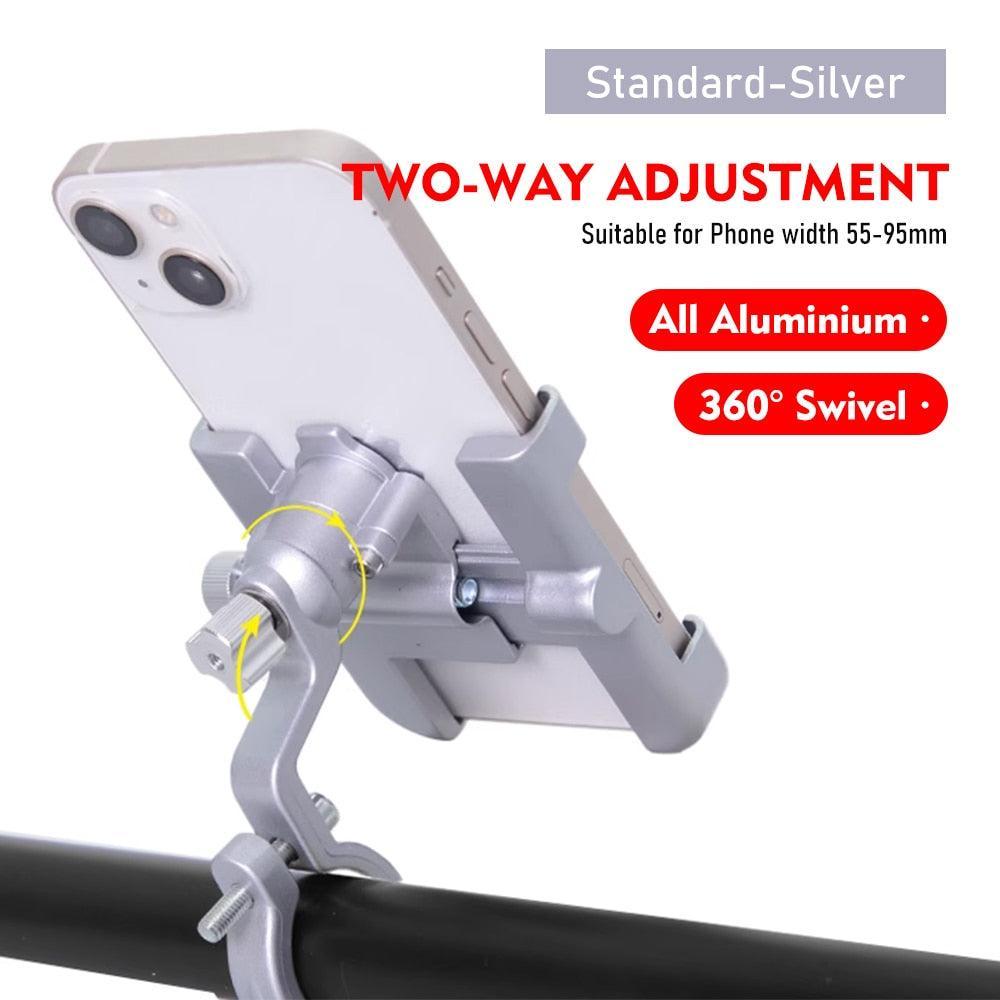 ThinkRider MTB Phone Mount - Full Aluminum Alloy CNC Construction - 360° Rotatable &amp; 180° Tilt - Mechanical Anti-Shake Locking for MTB, Road Bike &amp; Motorcycle