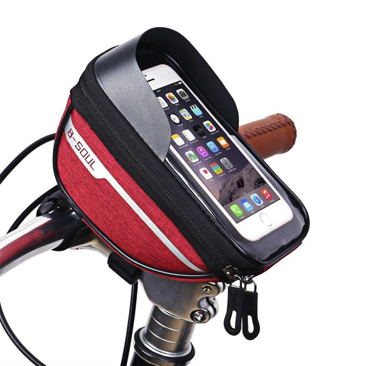Universal Waterproof Bike Frame Bag - 7-inch Sensitive Touchscreen Phone Holder - Rainproof Top Tube Pouch with Sun Visor &amp; Earphone Jack for MTB &amp; Road Bikes
