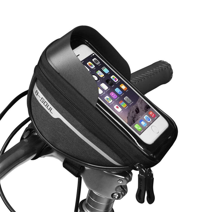 Universal Waterproof Bike Frame Bag - 7-inch Sensitive Touchscreen Phone Holder - Rainproof Top Tube Pouch with Sun Visor &amp; Earphone Jack for MTB &amp; Road Bikes