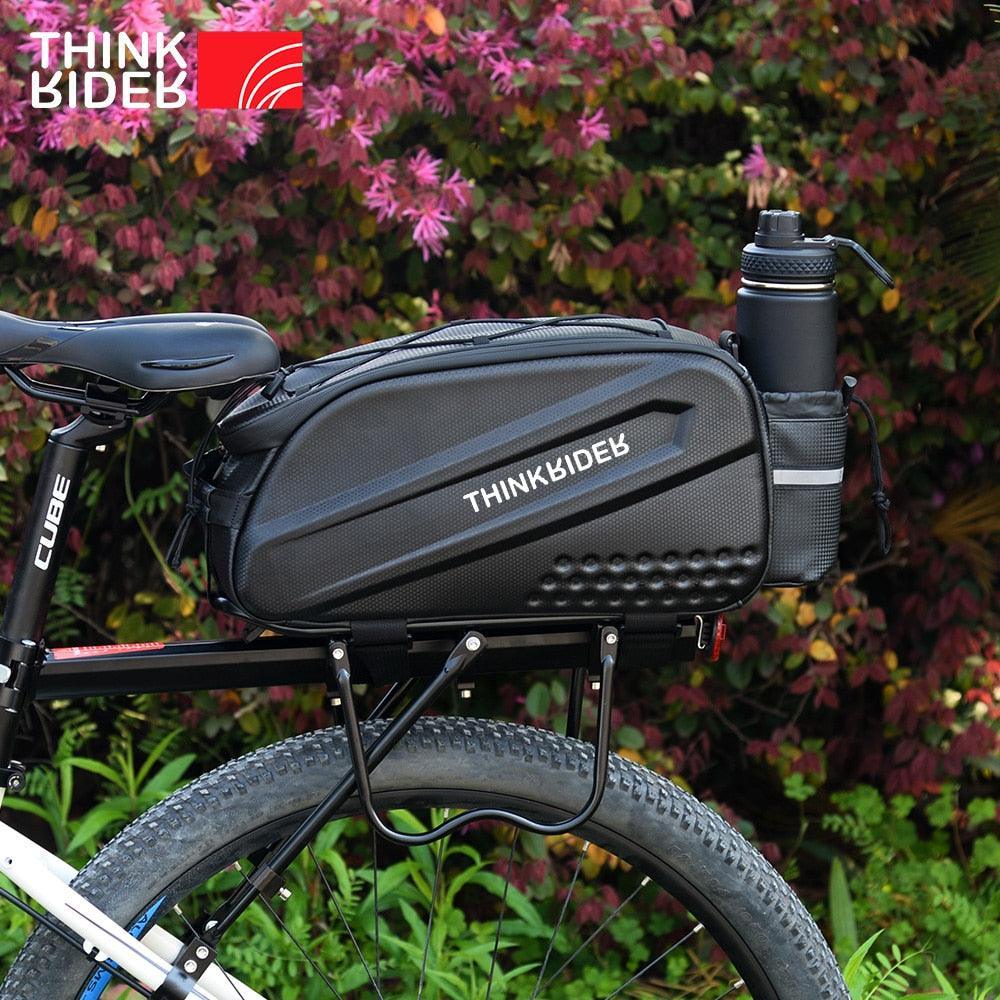 ThinkRider 14L Hard Shell Bike Trunk Bag - Waterproof EVA Carbon Texture Rear Rack Pannier - 3-in-1 Shoulder &amp; Handbag for Long-Distance Riding