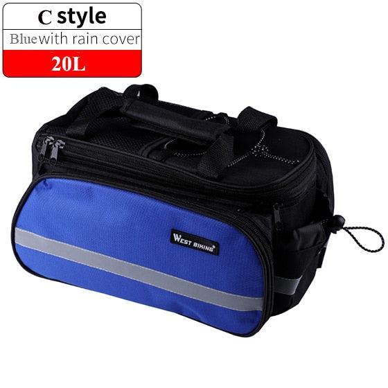 WEST BIKING 3-in-1 Bike Trunk Bag - 10-35L Scalable Large Capacity - Waterproof Canvas Pannier with Rain Cover &amp; Shoulder Strap for Rear Rack