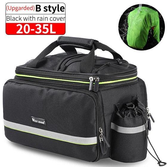 WEST BIKING 3-in-1 Bike Trunk Bag - 10-35L Scalable Large Capacity - Waterproof Canvas Pannier with Rain Cover &amp; Shoulder Strap for Rear Rack