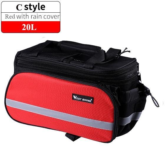 WEST BIKING 3-in-1 Bike Trunk Bag - 10-35L Scalable Large Capacity - Waterproof Canvas Pannier with Rain Cover &amp; Shoulder Strap for Rear Rack