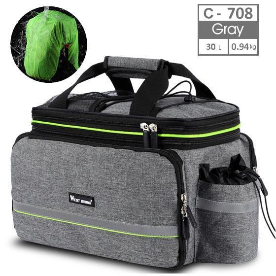 WEST BIKING 3-in-1 Bike Trunk Bag - 10-35L Scalable Large Capacity - Waterproof Canvas Pannier with Rain Cover &amp; Shoulder Strap for Rear Rack