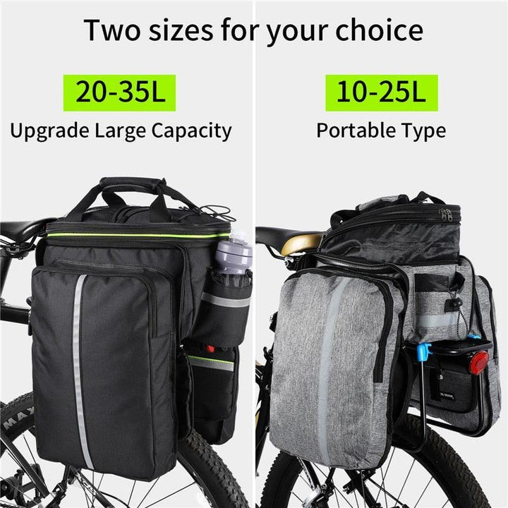 WEST BIKING 3-in-1 Bike Trunk Bag - 10-35L Scalable Large Capacity - Waterproof Canvas Pannier with Rain Cover &amp; Shoulder Strap for Rear Rack