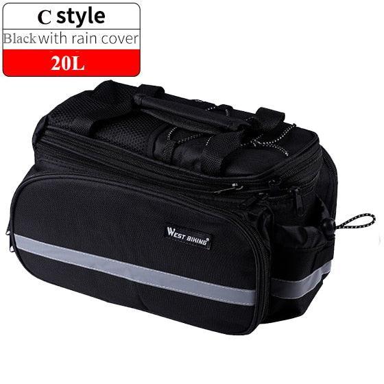 WEST BIKING 3-in-1 Bike Trunk Bag - 10-35L Scalable Large Capacity - Waterproof Canvas Pannier with Rain Cover &amp; Shoulder Strap for Rear Rack