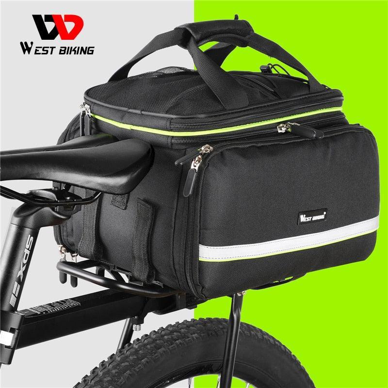 WEST BIKING 3-in-1 Bike Trunk Bag - 10-35L Scalable Large Capacity - Waterproof Canvas Pannier with Rain Cover &amp; Shoulder Strap for Rear Rack