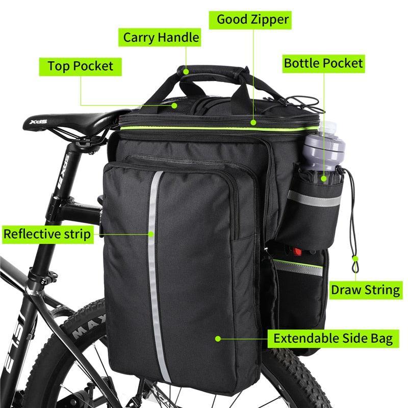 WEST BIKING 3-in-1 Bike Trunk Bag - 10-35L Scalable Large Capacity - Waterproof Canvas Pannier with Rain Cover &amp; Shoulder Strap for Rear Rack