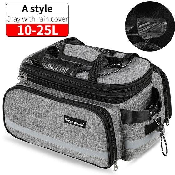 WEST BIKING 3-in-1 Bike Trunk Bag - 10-35L Scalable Large Capacity - Waterproof Canvas Pannier with Rain Cover &amp; Shoulder Strap for Rear Rack