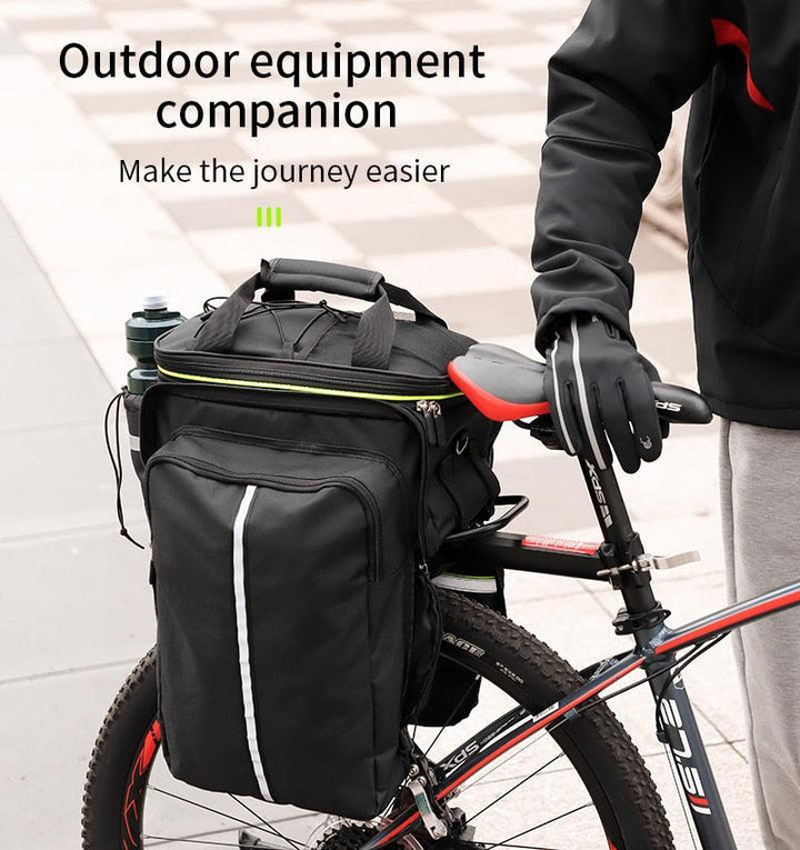 WEST BIKING 3-in-1 Bike Trunk Bag - 10-35L Scalable Large Capacity - Waterproof Canvas Pannier with Rain Cover &amp; Shoulder Strap for Rear Rack
