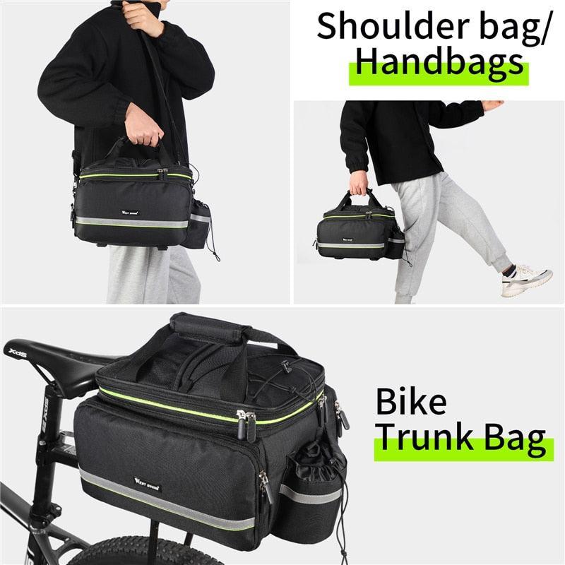 WEST BIKING 3-in-1 Bike Trunk Bag - 10-35L Scalable Large Capacity - Waterproof Canvas Pannier with Rain Cover &amp; Shoulder Strap for Rear Rack