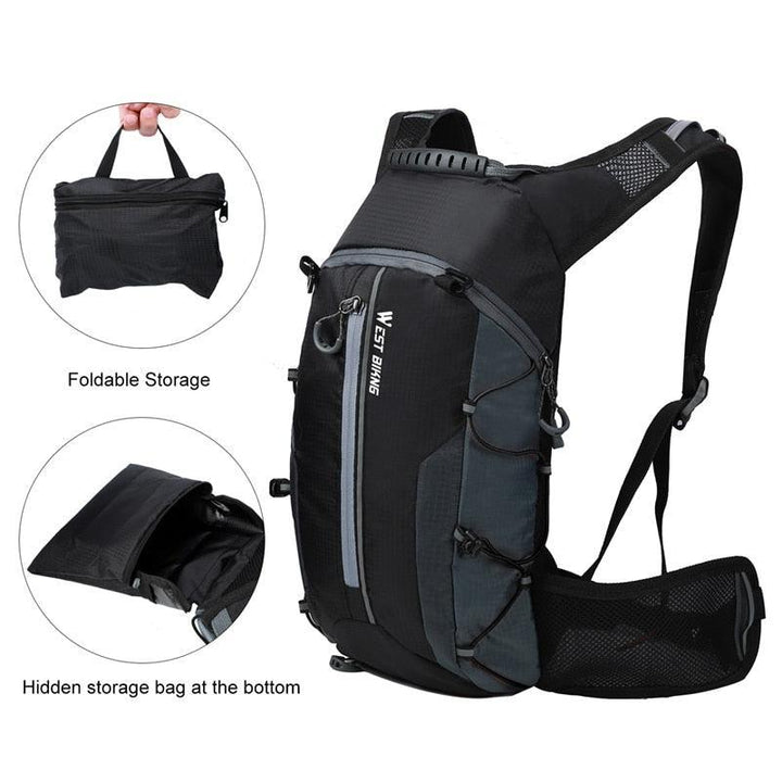 WEST BIKING 10L/15L Ultralight Cycling Backpack - 280g Water Repellent Nylon - Breathable MTB Hydration Bag with Rain Cover - For Hiking &amp; Climbing