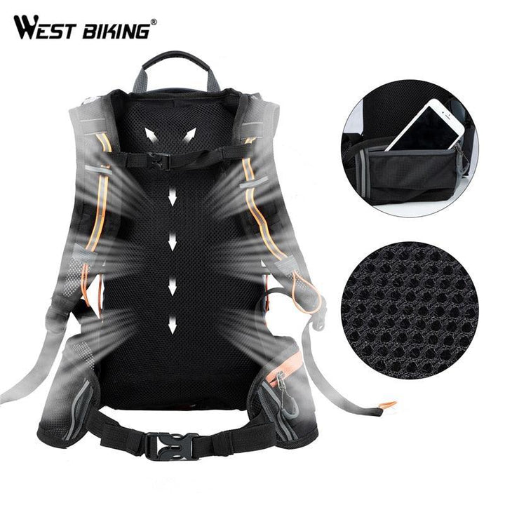 WEST BIKING 10L/15L Ultralight Cycling Backpack - 280g Water Repellent Nylon - Breathable MTB Hydration Bag with Rain Cover - For Hiking &amp; Climbing