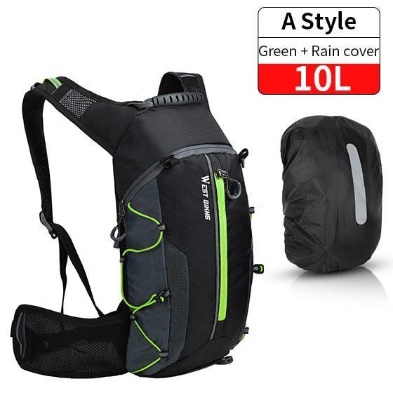 WEST BIKING 10L/15L Ultralight Cycling Backpack - 280g Water Repellent Nylon - Breathable MTB Hydration Bag with Rain Cover - For Hiking &amp; Climbing