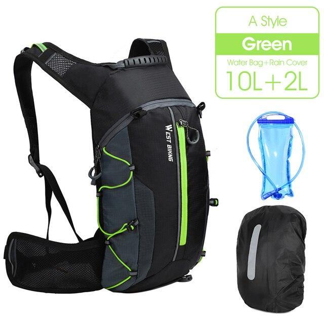WEST BIKING 10L/16L Ultralight Cycling Backpack - 0.28kg Foldable Waterproof Daypack - Hydration Compatible &amp; Helmet Buckle for MTB &amp; Road Bike