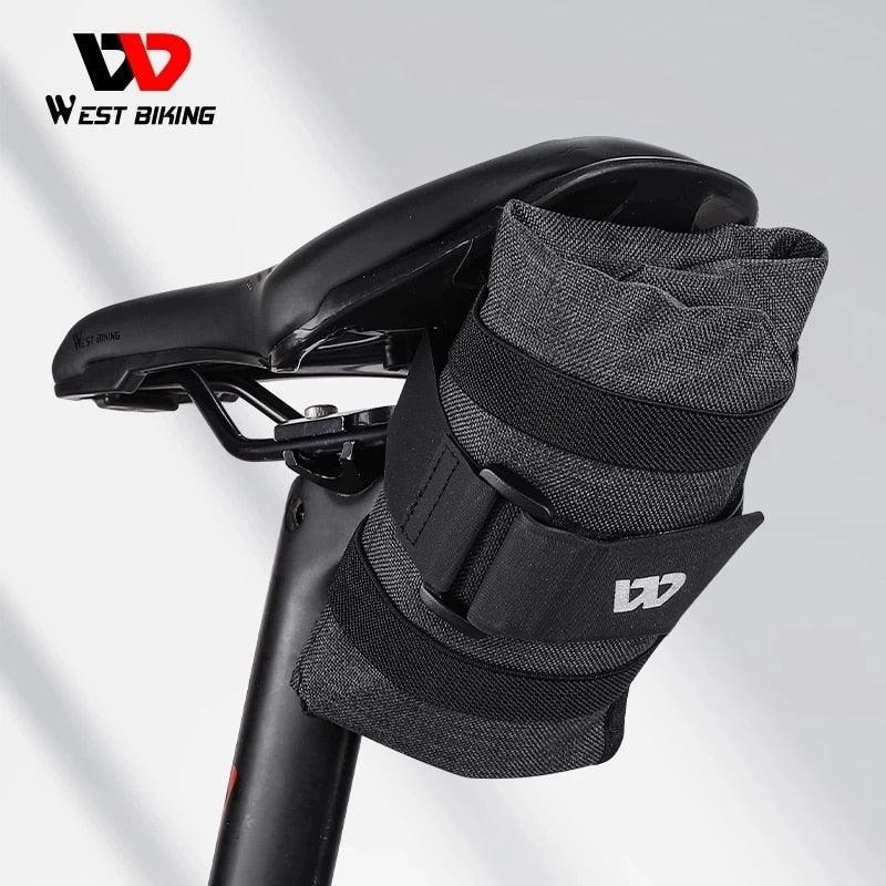 WEST BIKING Foldable Bike Saddle Bag - Lightweight YP0707304 Tool Pouch - Water-Resistant Under Seat Storage for MTB &amp; Road Bikes