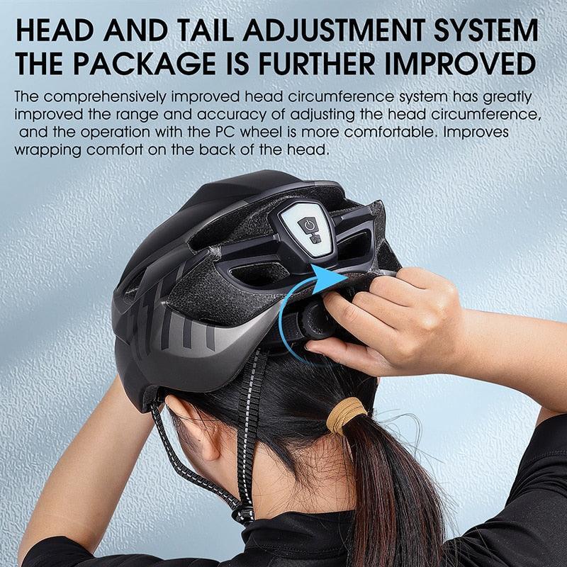 WEST BIKING Smart Cycling Helmet - Integrally-Molded EPS+PC Safety - Built-in Rechargeable USB Taillight - Magnetic Visor Sunglasses - Unisex MTB Road Bike Cap
