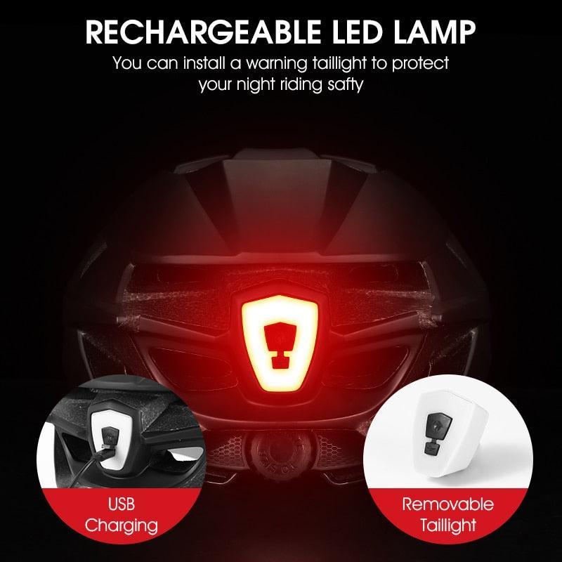 WEST BIKING Smart Cycling Helmet - Integrally-Molded EPS+PC Safety - Built-in Rechargeable USB Taillight - Magnetic Visor Sunglasses - Unisex MTB Road Bike Cap