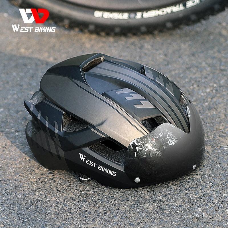 WEST BIKING 3-in-1 Cycling Helmet - Integrally-Molded Safety - Rechargeable USB LED Taillight - Detachable Magnetic Visor - Unisex MTB &amp; Road Bike Cap