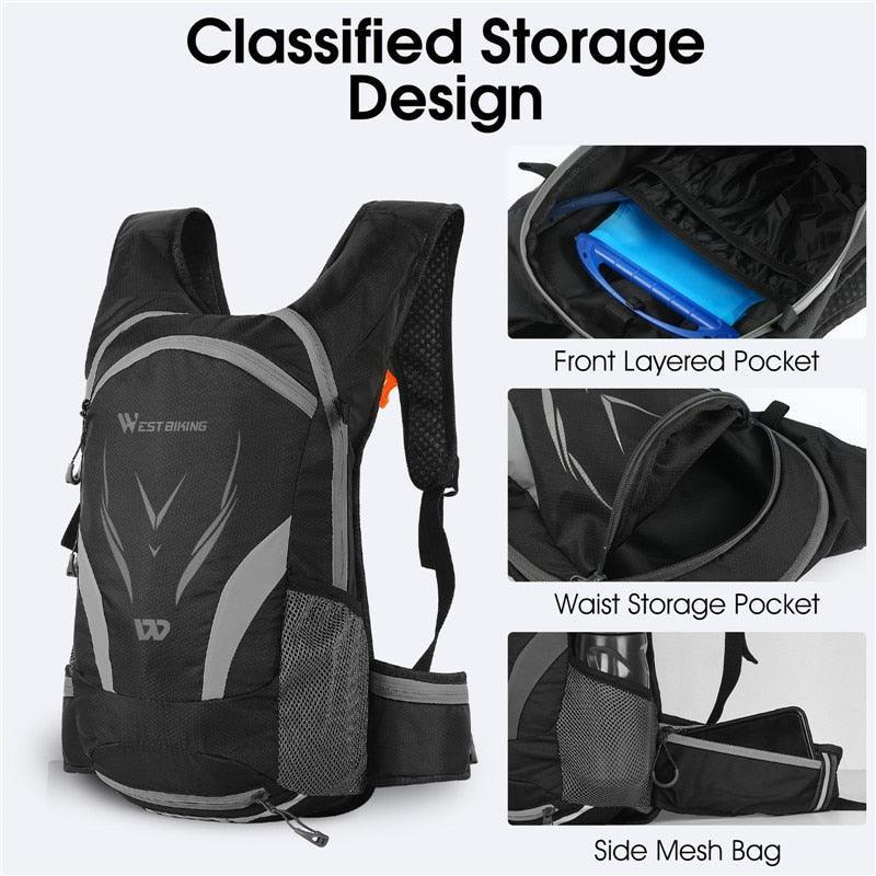 WEST BIKING 10L Ultralight Cycling Backpack - 280g Water-Repellent Nylon Daypack - Foldable &amp; Reflective Design for MTB, Road Bike &amp; Hiking