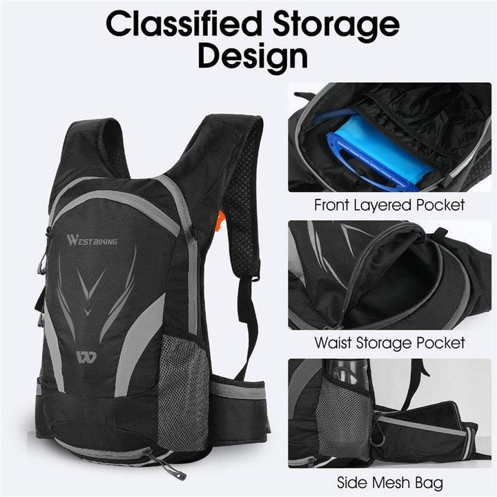 WEST BIKING 10L Ultralight Cycling Backpack - 280g Water-Repellent Nylon Daypack - Foldable &amp; Reflective Design for MTB, Road Bike &amp; Hiking