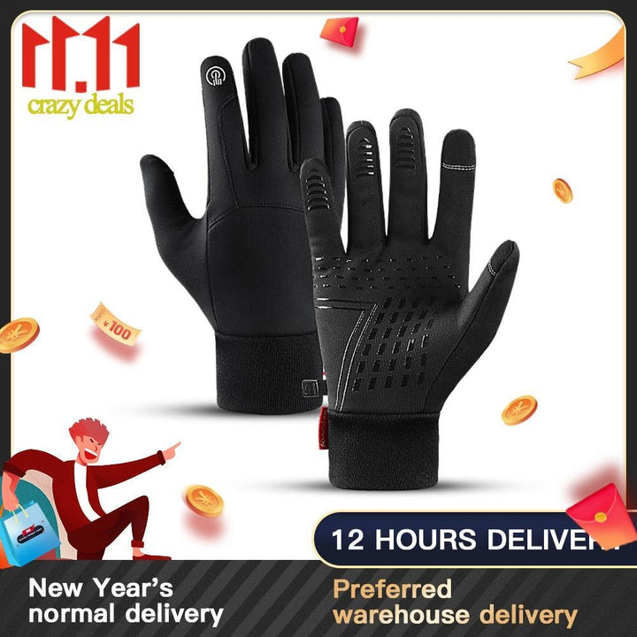 Kyncilor Winter Cycling Gloves - Thermal Fleece Warm Lining - Windproof &amp; Water-Resistant - Sensitive Touchscreen Full Finger Mittens for Skiing, Hiking &amp; Running
