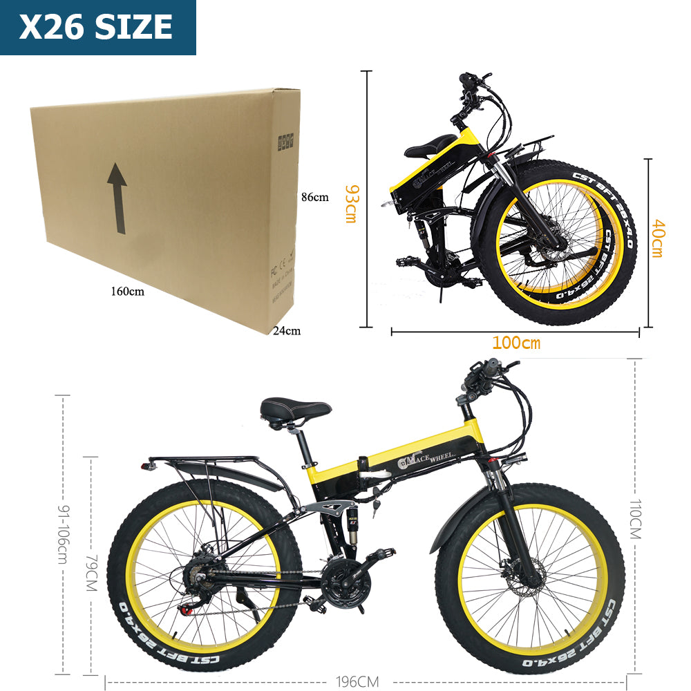 CMACEWHEEL X26 EBIKE 48V 750W 10AH folding electric bike8