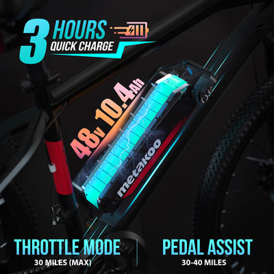 Metakoo 27.5' Mountain Electric Bicycle, 500W Motor, 3 Hours Fast Charge, 36V Removable Battery EBIKE METAKOO