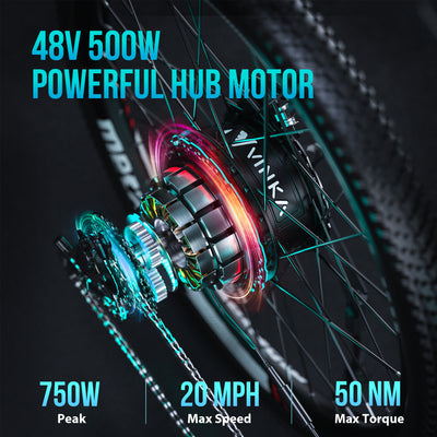 Metakoo 27.5' Mountain Electric Bicycle, 500W Motor, 3 Hours Fast Charge, 36V Removable Battery EBIKE METAKOO