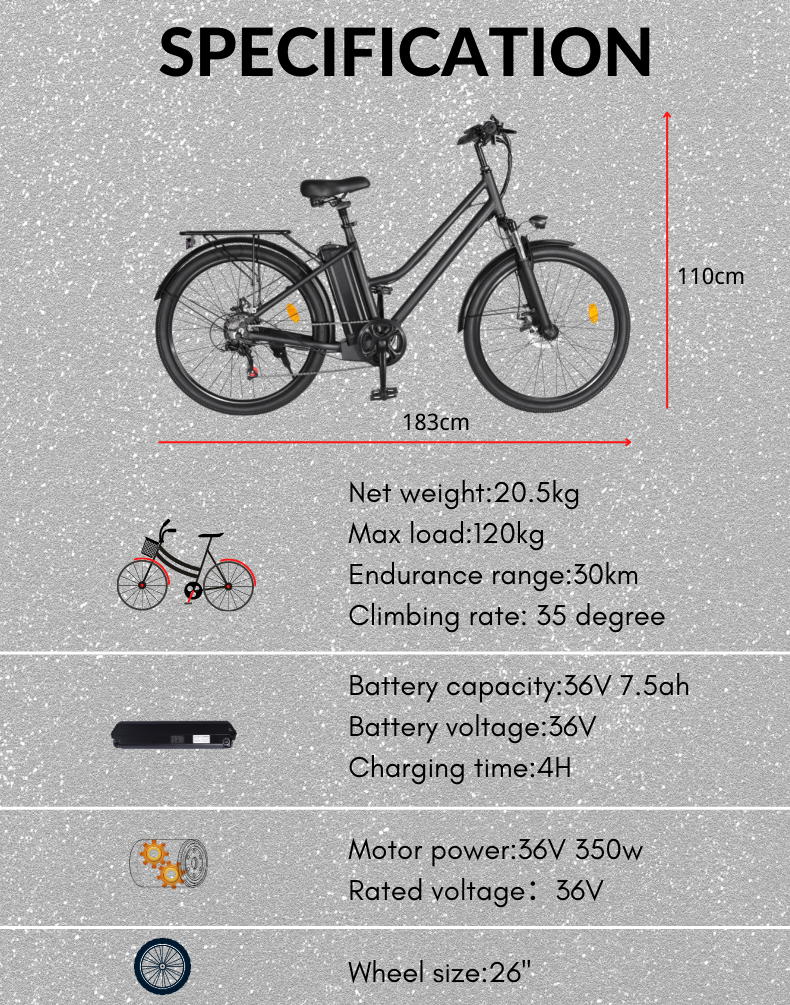 Carregue a imagem no visualizador da Galeria, EBIKESZ BK1 Electric Bicycle, 350W Motor,36V 10AH Removable Battery EBIKESZ
